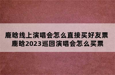 鹿晗线上演唱会怎么直接买好友票 鹿晗2023巡回演唱会怎么买票